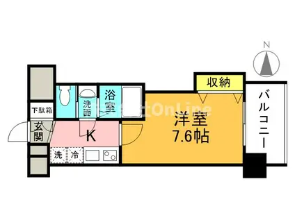 LUXE玉造I(1K/8階)の間取り写真