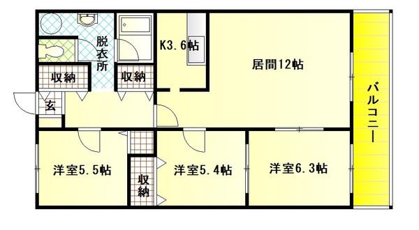 N515(3LDK/1階)の間取り写真