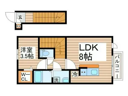 ディアコートII A棟(1LDK/2階)の間取り写真