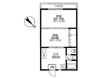コーポハヅキ(2DK/1階)の間取り写真