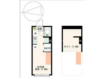 SLSG荒川町屋(ワンルーム/1階)の間取り写真