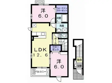 ストーリア浜の宮II(2LDK/2階)の間取り写真