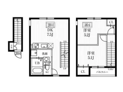 ミハス新大塚(2DK/2階)の間取り写真