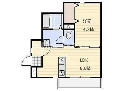 リバティハイツM&Y(1LDK/1階)の間取り写真