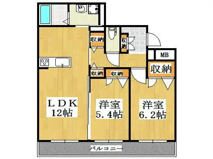 クラルテ西明石(2LDK/2階)の間取り写真