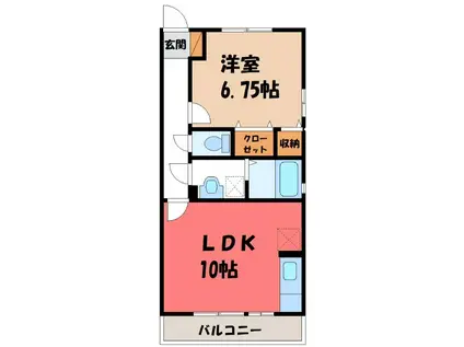 ルクソール(1LDK/2階)の間取り写真