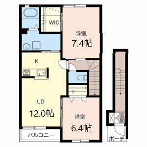 サンクテール(2LDK/2階)の間取り写真