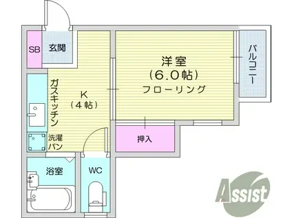 コーポ岩谷(1K/2階)の間取り写真