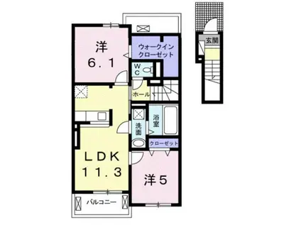 ベルアンジュ別府III(2LDK/2階)の間取り写真
