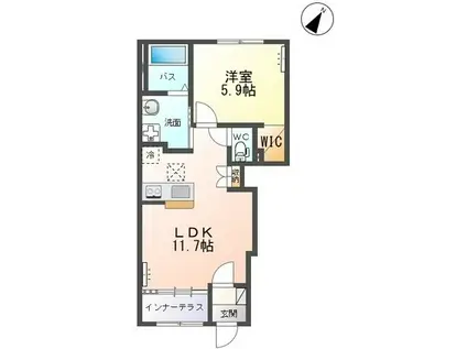 グランドビュー千本桜(1LDK/1階)の間取り写真