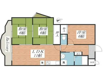 モンテヴィラ(3LDK/1階)の間取り写真