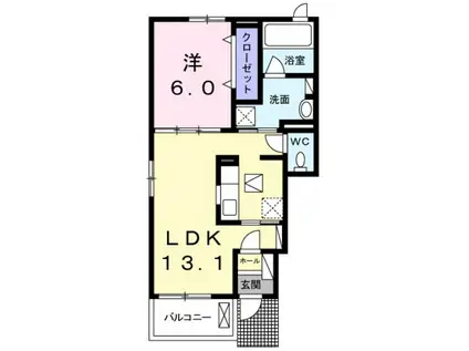 ベル石井城(1LDK/1階)の間取り写真