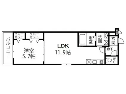 フジパレス東弓削(1LDK/1階)の間取り写真