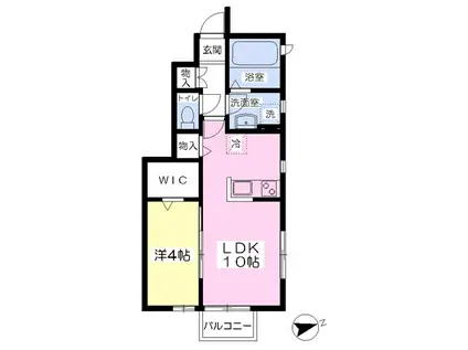 ファミーユ南材(1LDK/1階)の間取り写真