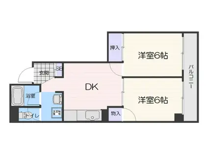 メゾンドール日本橋(2DK/2階)の間取り写真