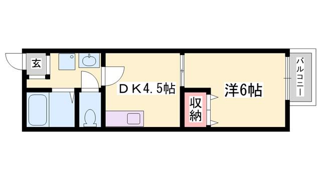 アーバンコスモ(1DK/1階)の間取り写真
