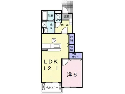カーサ・フィオーレII(1LDK/1階)の間取り写真