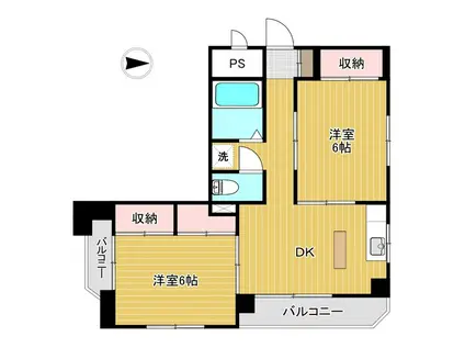 ラブリーヒルズ(2DK/3階)の間取り写真