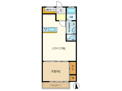 エールメゾンII(1LDK/2階)の間取り写真