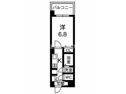 グランアズール浦上(1K/2階)の間取り写真