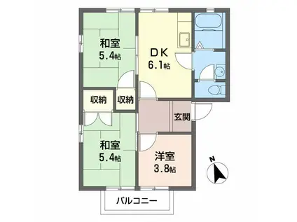 ディアスくすみIII(3DK/2階)の間取り写真