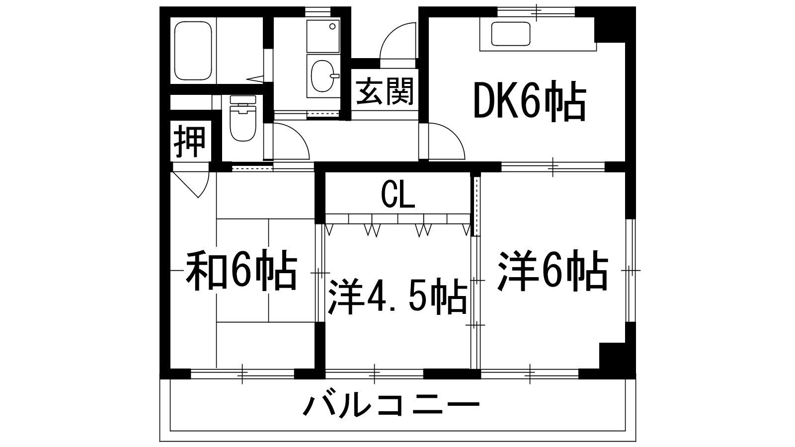 ノ・レーヴ宝塚(3DK/5階)の間取り写真