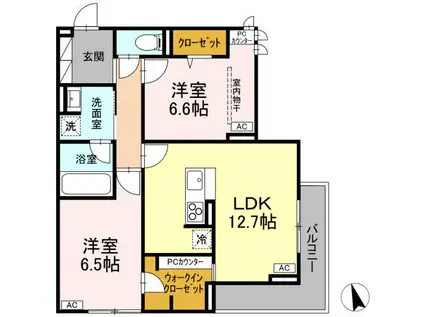 D-RESIDENCE府中西府町(2LDK/3階)の間取り写真