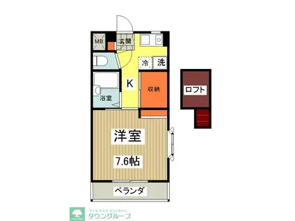 トリコロール・ピエテ(1K/1階)の間取り写真