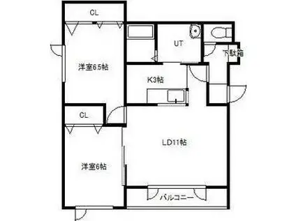 ジプソフィラ山の手(2LDK/2階)の間取り写真