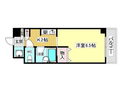 ブランベール甲東園(1K/4階)の間取り写真