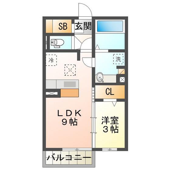 グリーンティア(1LDK/1階)の間取り写真