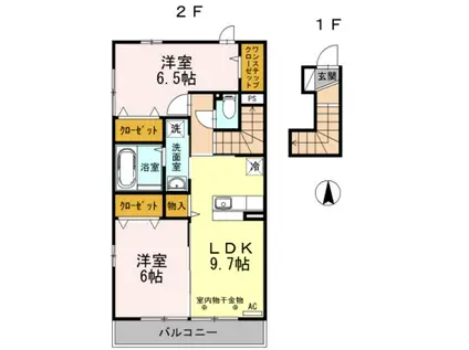 クレールハウス(2LDK/2階)の間取り写真
