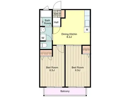 メルベーユ I棟(2DK/2階)の間取り写真