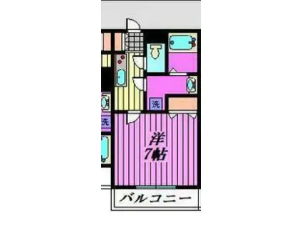 狭山市入間川3丁目アパート(1K/3階)の間取り写真