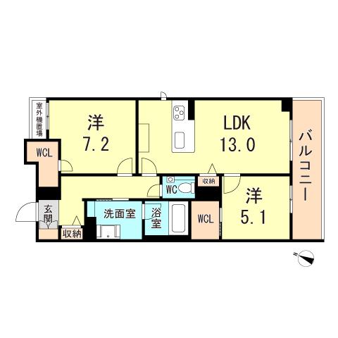 VIA SOLE 六甲道(2LDK/2階)の間取り写真