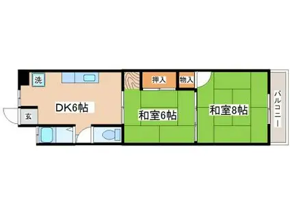 シャトー正城(2DK/3階)の間取り写真