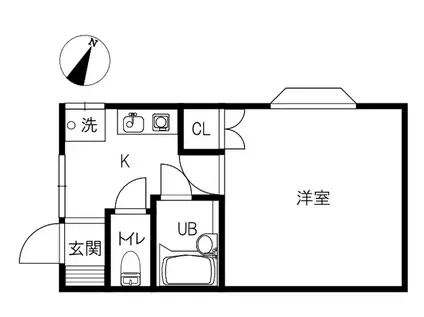 ベルビューIII(1K/1階)の間取り写真