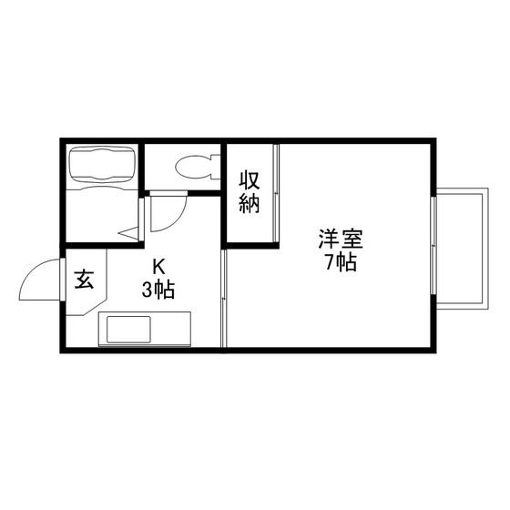 沖野ハイツ(1DK/2階)の間取り写真