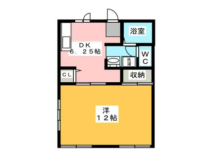 アップルパイIII(1DK/1階)の間取り写真