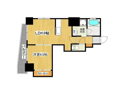 カサベルデ(1DK/2階)の間取り写真