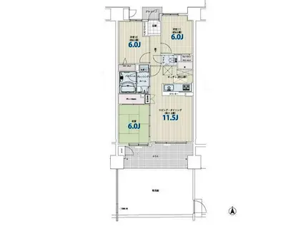 サーパス鶴見坦(3LDK/1階)の間取り写真