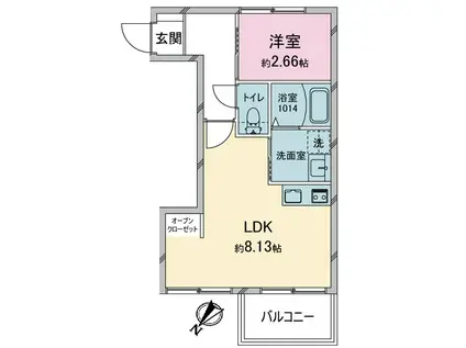 コンフォルタ小作(1LDK/1階)の間取り写真