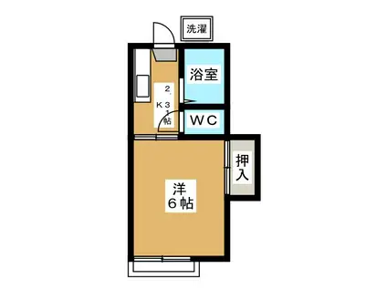 ユニゾン富士見(1K/1階)の間取り写真