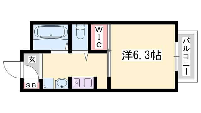 FLAT福井C棟(1K/1階)の間取り写真