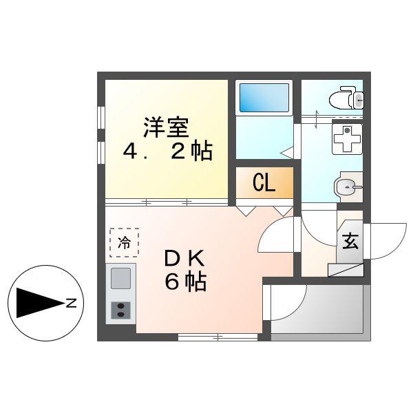 ハーモニーテラス高道町III(1DK/3階)の間取り写真