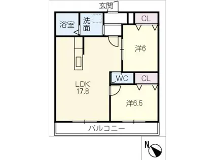 メゾン クレール(2LDK/2階)の間取り写真