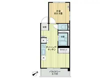 新宿ローヤルコーポ(1DK/6階)の間取り写真