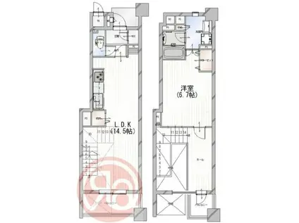 アーバンライフフォルムズ江戸堀(1LDK/6階)の間取り写真