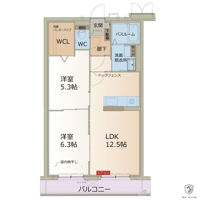 カーサ デルソーレ(2LDK/3階)の間取り写真
