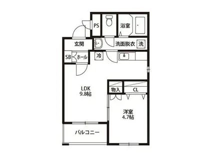 アリビオM・I(1LDK/2階)の間取り写真